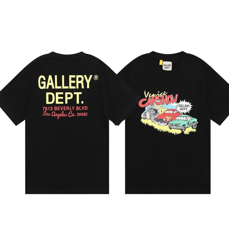 GALLERY T shirt car print T-shirts letter short sleeve men's and women's high street half sleeve skull hand bone finger...