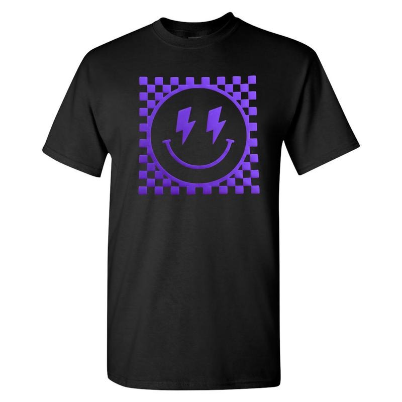GILDAN - Purple Puff Checkered Happy Face T-Shirt Hoodie, Sweatshirt | HypeDripTees.com