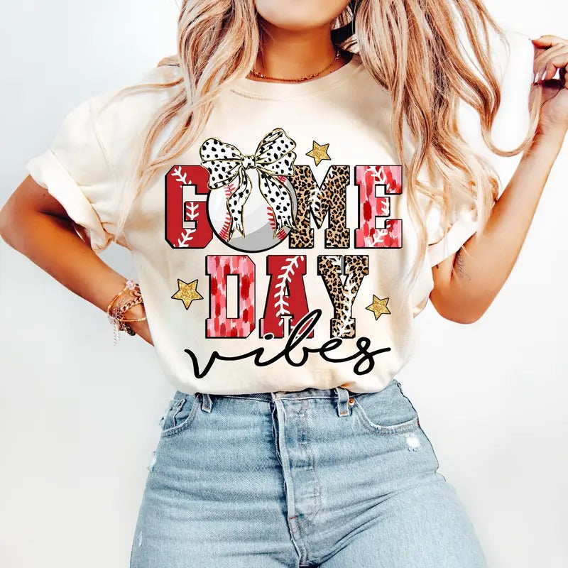 Game Day Baseball T-Shirt, Baseball Bow T-Shirt, Baseball Mama T-Shirt, Brushstroke Hoodie, Sweatshirt | HypeDripTees.com