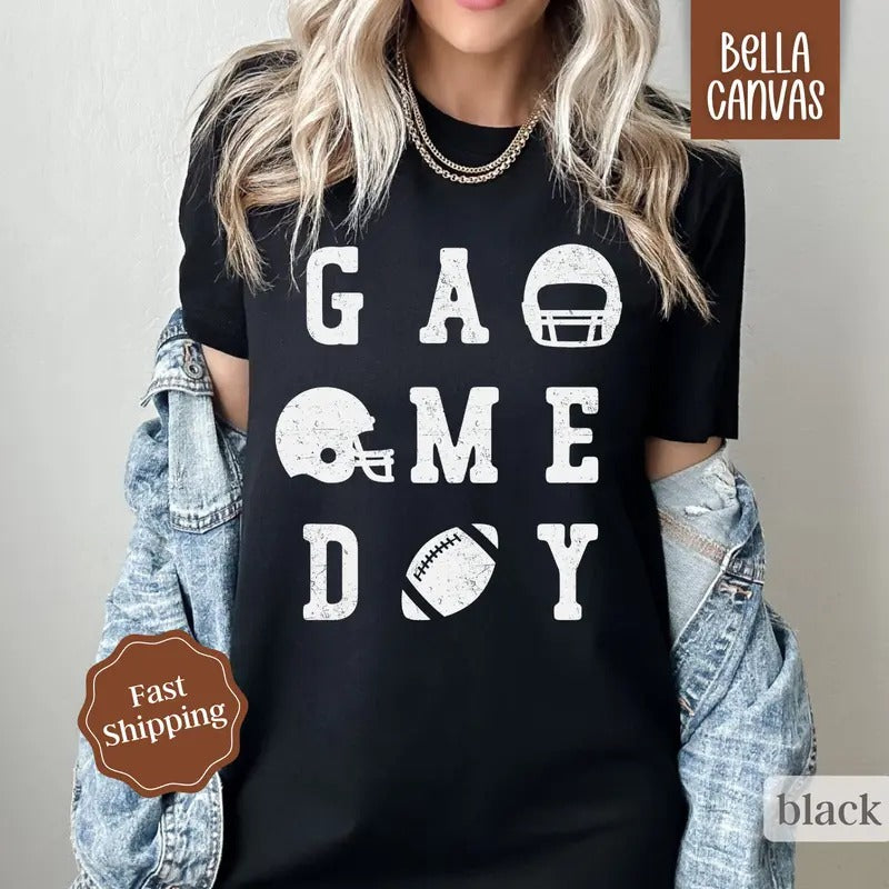 Game Day Football Shirt Bella Canvas, Women's Football Tee, Fall Graphic Tshirt Hoodie, Sweatshirt | HypeDripTees.com