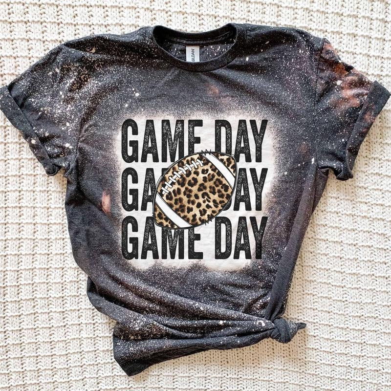 Game Day Leopard Football Bleached t-shirt Hoodie, Sweatshirt | HypeDripTees.com