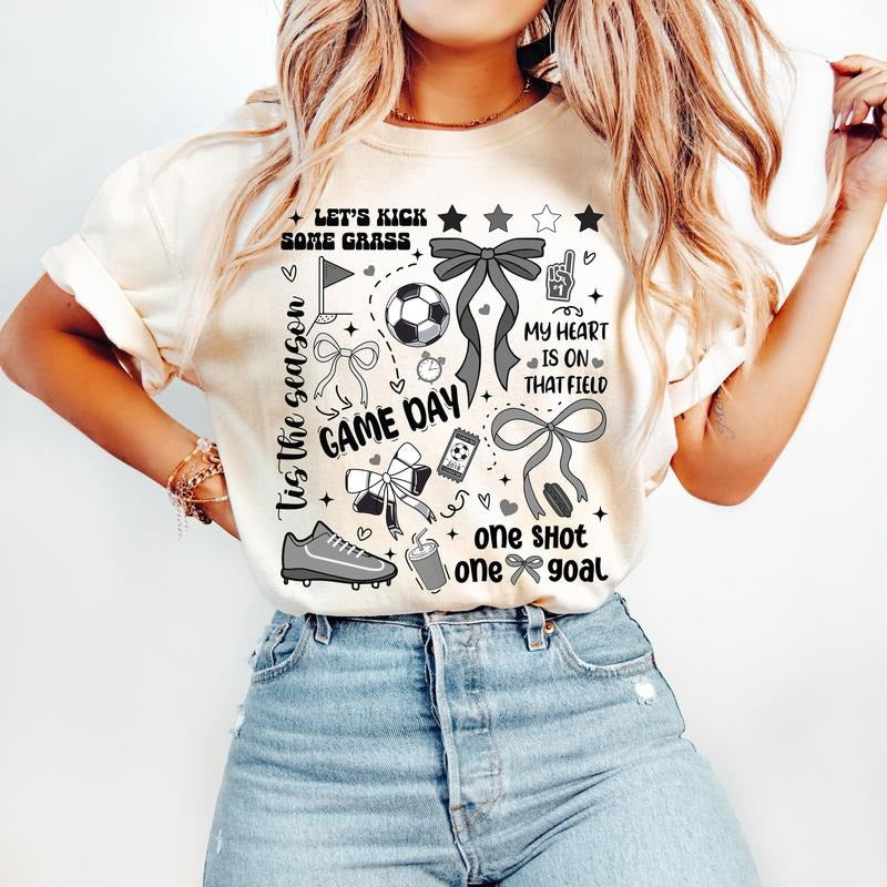 Game Day Soccer Coquette T-Shirt, Retro Soccer Shirt, Soccer Mama T-Shirt, Game Day Shirt Hoodie, Sweatshirt