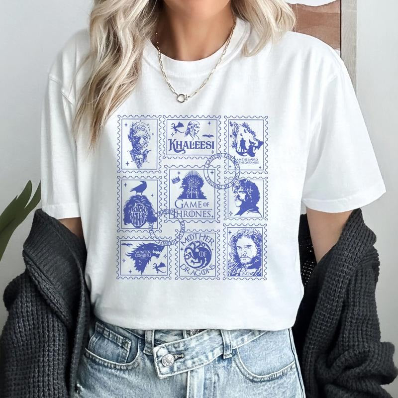 Game of thrones Doodle Art Stamp Shirt GOT Movie Shirt Arya Stark Jon Snow Tyrion Lannister House Stark Shir Hoodie,...