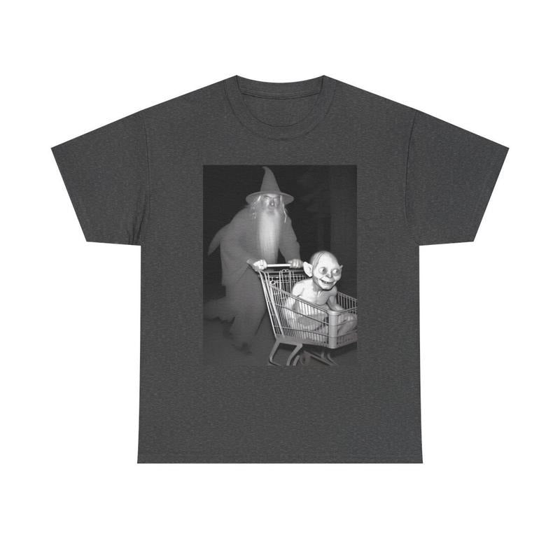 Gandalf Pushing Gollum in Shopping Cart Unisex Funny T-Shirt - Whimsical Middle Hoodie, Sweatshirt | HypeDripTees.com