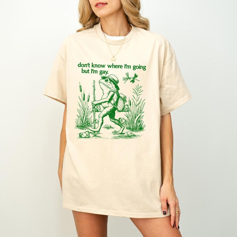 Gay Frog Shirt, I Don't Know Where I'm Going But I'm Gay Shirt, Funny Pride, LGBTQ Bisexual Lesbian Queer Trans Gay Tee,...