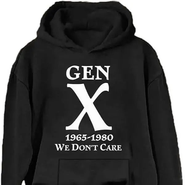Gen X 1965-1980 We Don't Care Hoodie,  Gen X We Don't Care Shirt Graphic Casual Street Style Long Sleeve,  For Men, For...