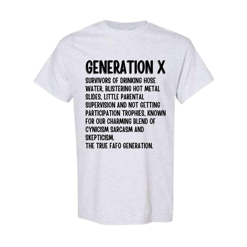 Generatio X Raised On Hose Water & Neglect Shirt Funny Womenswear Top Crewneck Full color Full size Hoodie, Sweatshirt
