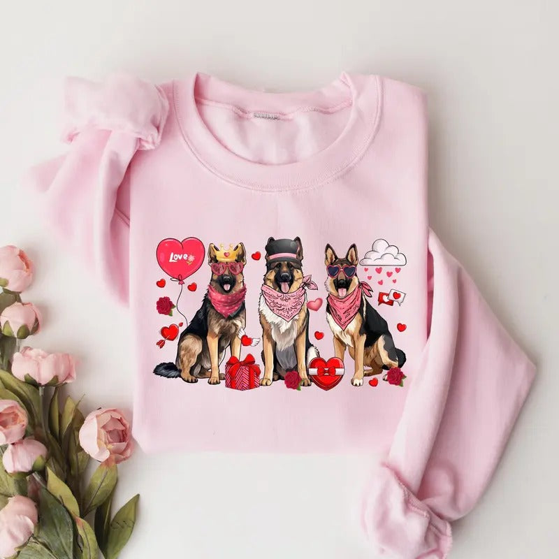 German Shepherd Dog Valentine Sweatshirt, Valentine's Day Dog Shirt, German Shepherd Valentine Shirt Hoodie