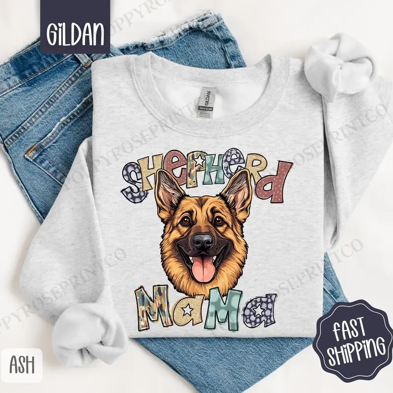 German Shepherd Mama Sweatshirt, Mama Women's Crewneck, Cute Dog Mom Women's Sweatshirt T-Shirts, Hoodie | HypeDripTees.com