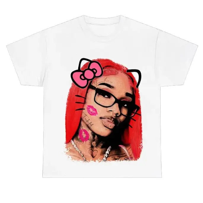 Get It Sexyy Kitty Big Face T-Shirt "Lips" Tee Cotton Fabric Hoodie, Sweatshirt | HypeDripTees.com
