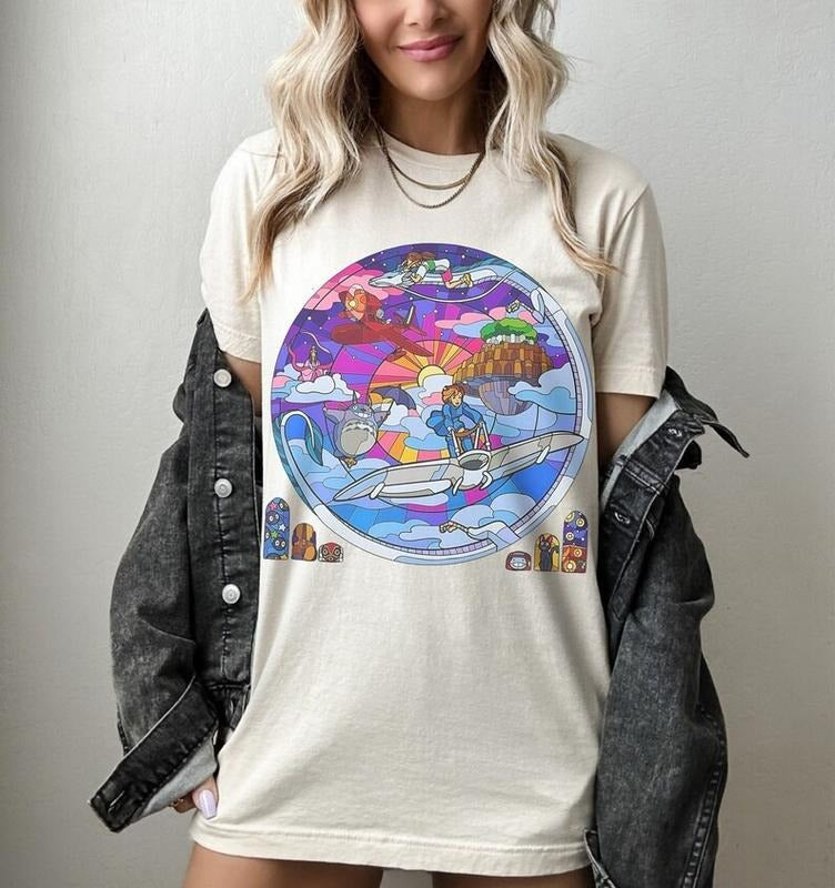 Ghibli Characters t-shirt, Anime Totoro T-shirt, Jiji Anime Shirt, Ponyo Apparel, Kodama Gildan Tee Hoodie, Sweatshirt