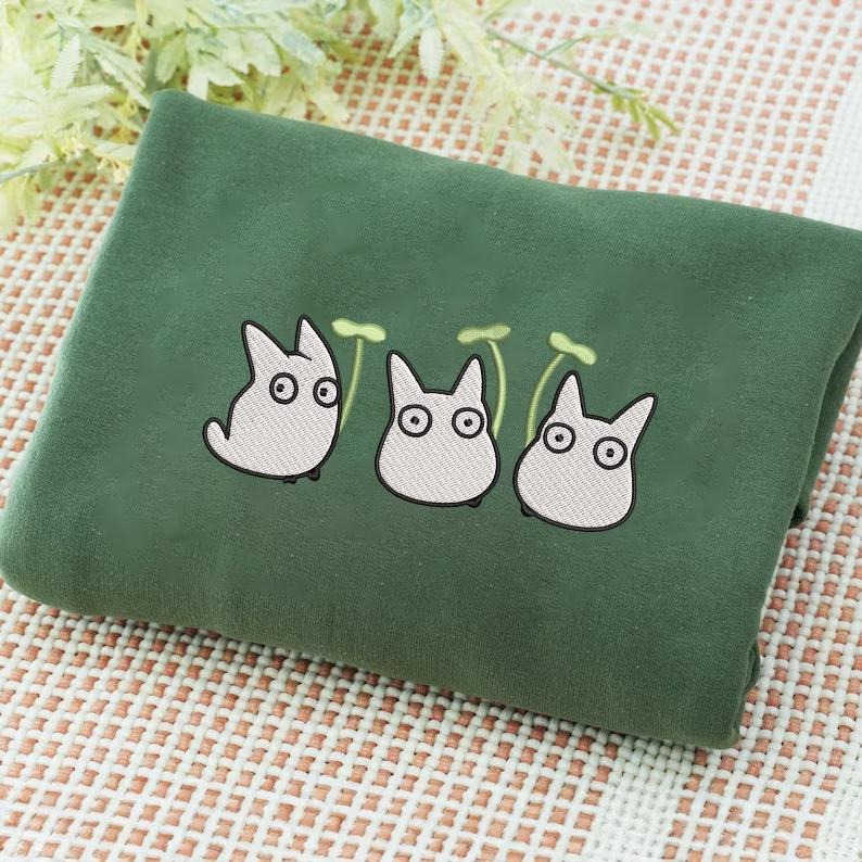 Ghibli Embroidered Sweatshirt, Totoro Sweatshirt, Studio Ghibli, Cottagecore Anime Gift, Cozy Studio Anime inspired Top...