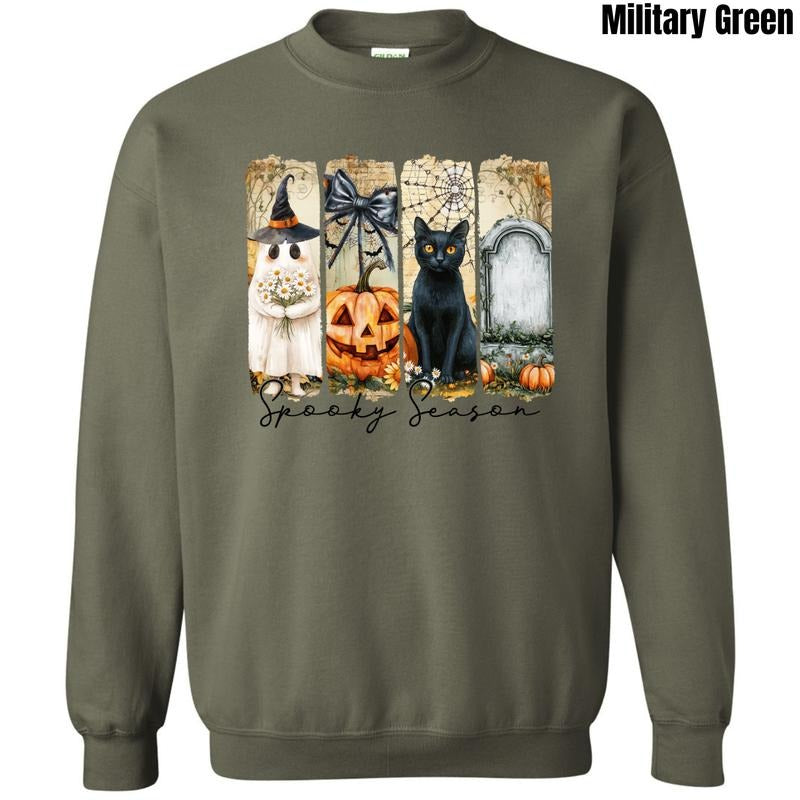 Ghost & Kitty Spooky Season Sweatshirt 'NLB' T-Shirts, Hoodie | HypeDripTees.com