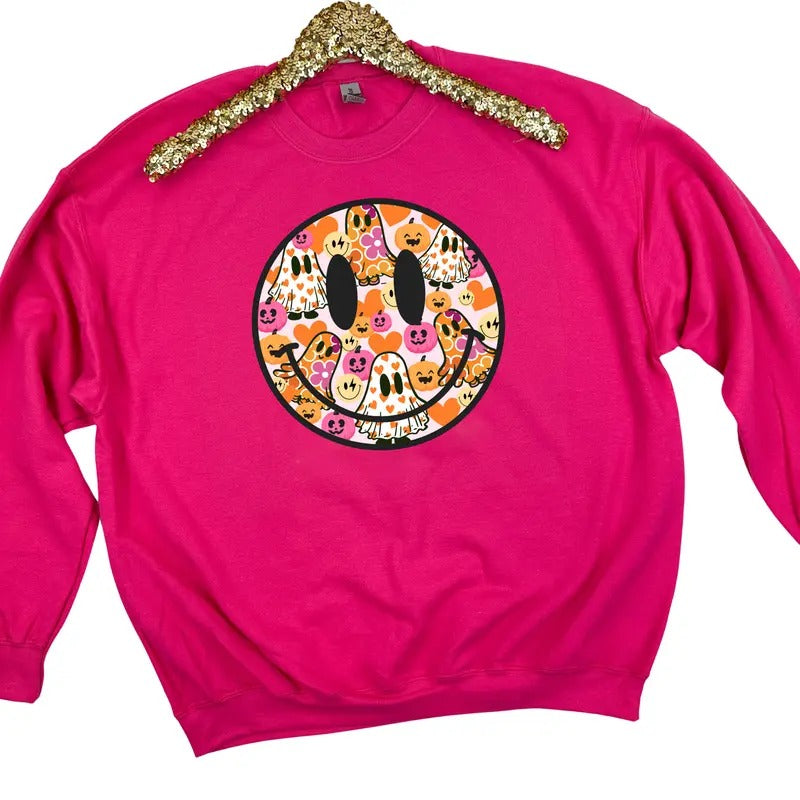 Ghost & Pumpkin Happy Face Sweatshirt 'NLB' T-Shirts, Hoodie | HypeDripTees.com