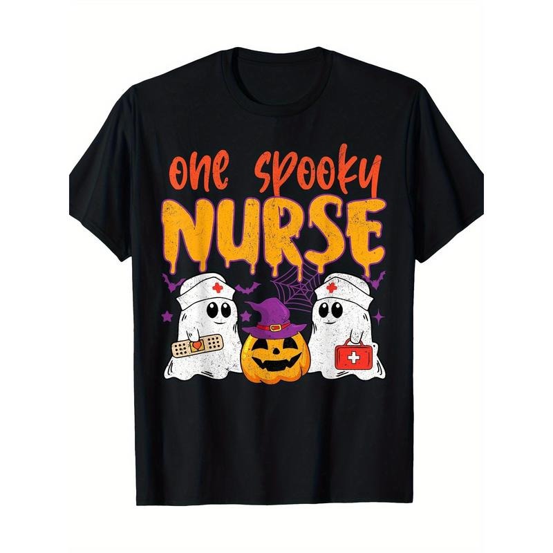 Ghost A Ghost Nurse Halloween Nurse Autumn Scrub RN Men's T-shirt -100% cotton Made in USA Hoodie, Sweatshirt