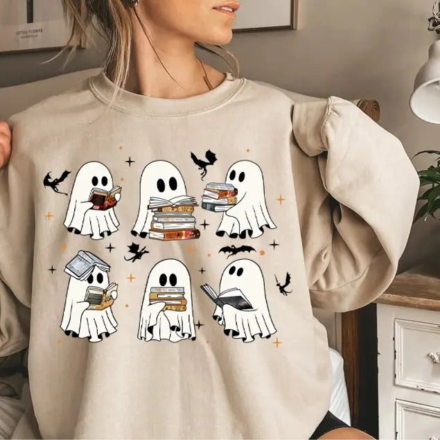 Ghost Book Dragon Cute Ghost Shirt Ghost Book Halloween Book Lovers Bookish Halloween Ghost Bookish Shirt T-Shirts, Hoodie, Sweatshirt