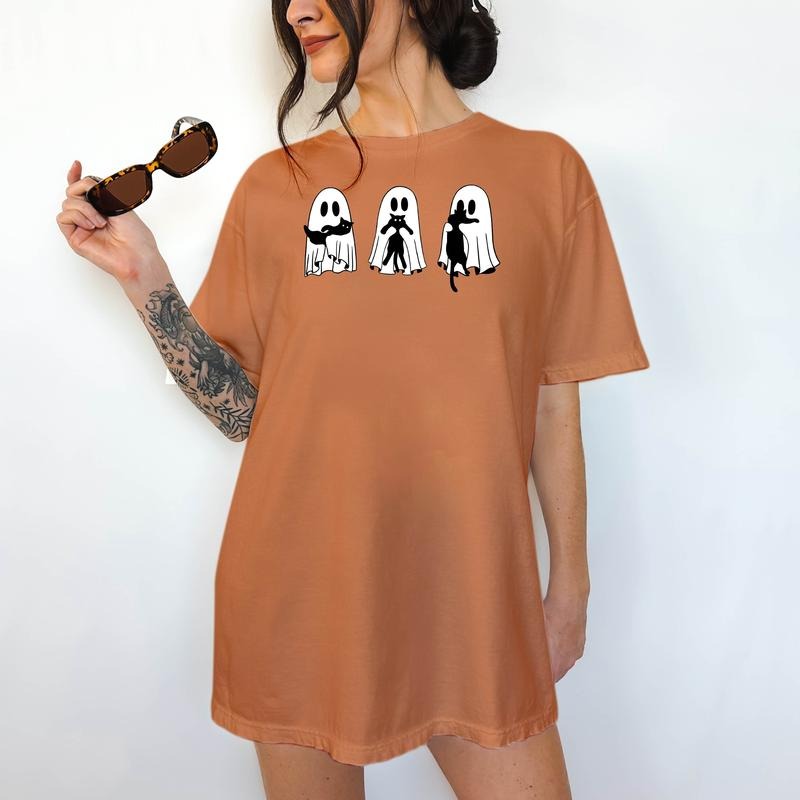 Ghost Cats - Unisex T-Shirt, Funny Tee, Comfortable Shirt, Halloween Theme Hoodie, Sweatshirt | HypeDripTees.com