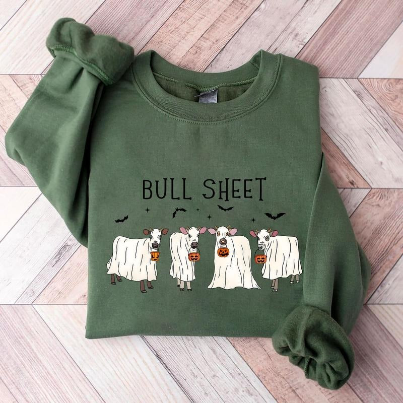 Ghost Cows Sweatshirt, Halloween Cow Sweatshirt, Halloween Animals Shirt, Cow Ghost Hoodie, Cow Lovers Halloween...