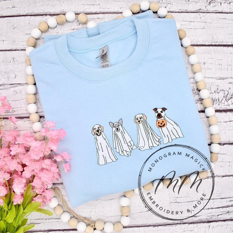 Ghost Dogs Sweatshirt, Embroidered Ghost Sweatshirt T-Shirts, Hoodie | HypeDripTees.com