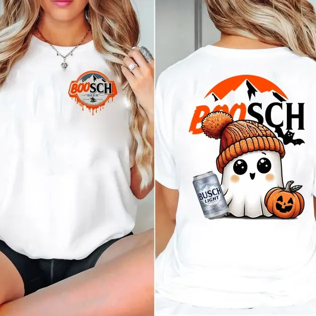 Ghost Holding Busch Light Beer Boo-sch T-Shirt - 2 side, Funny Beer Lover Gift Hoodie, Sweatshirt | HypeDripTees.com