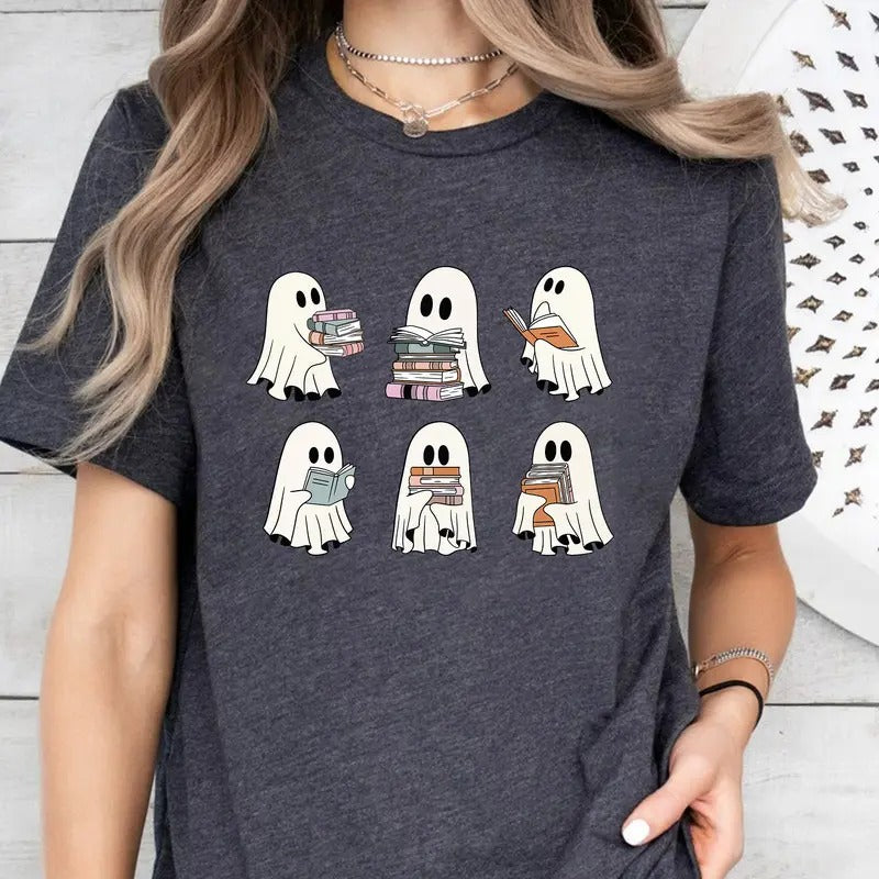 Ghost Reading Shirt, Teacher Halloween Shirt, Librarian Shirt, Book Lover Tshirt, Reading Shirt, Teacher Shirt, Bookish,...