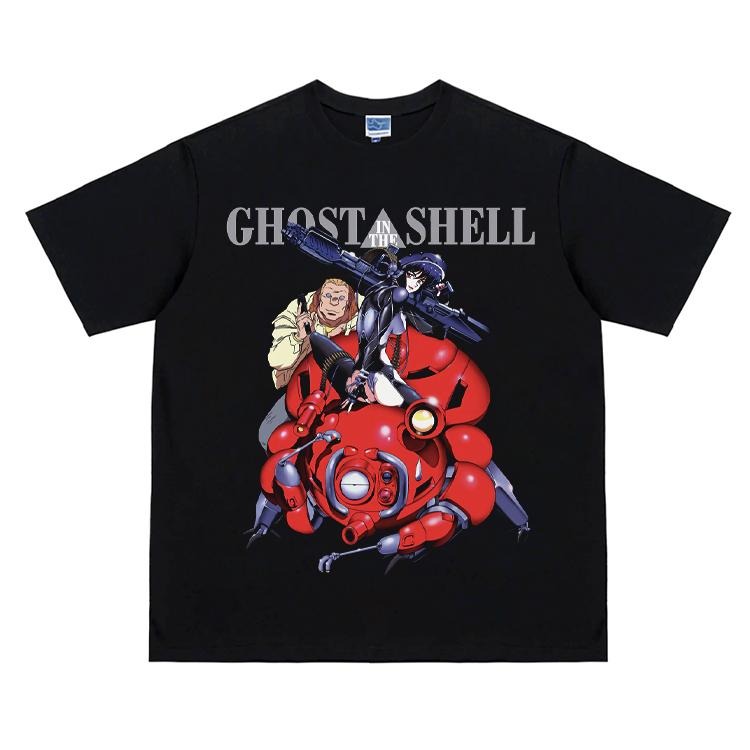 GhostShell "Settlement Screen" Vintage Oversized Tee Anime T-shirt 100% Cotton Original Design Men's Top for Fans...
