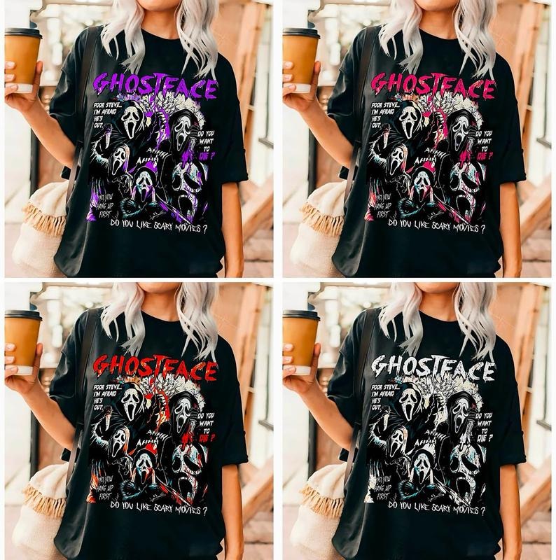 Ghostface Shirt, 90s Halloween T-Shirt, Horror Movie Characters Shirt, Retro Halloween Tee, Horror Movie Sweatshirt,...