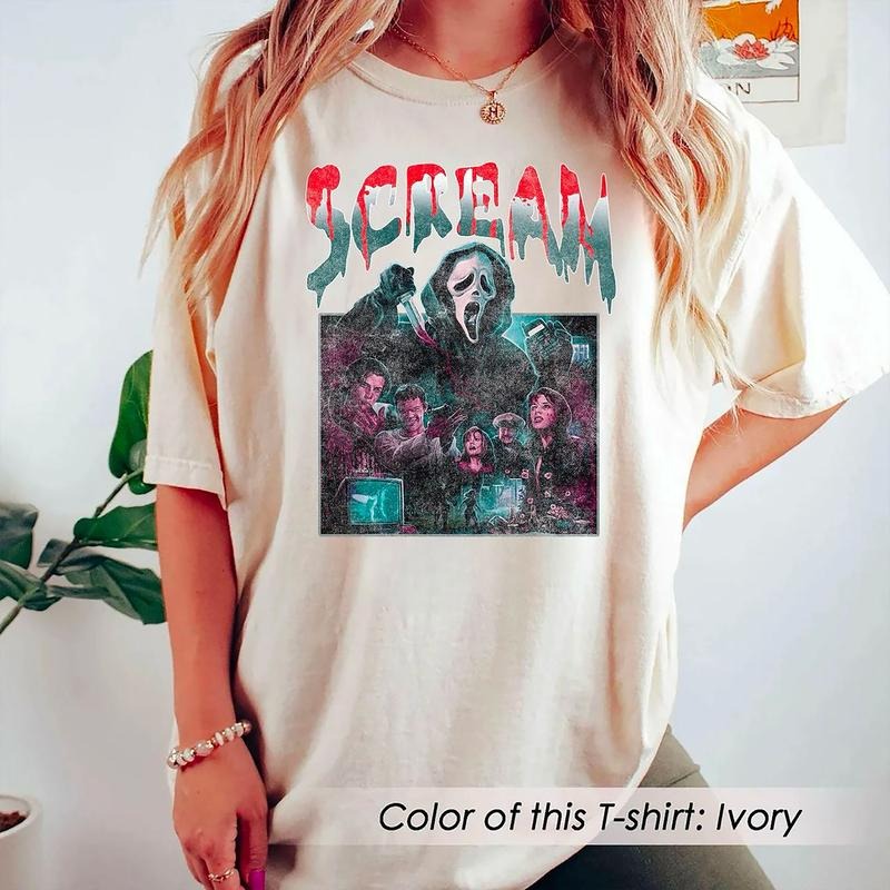 Ghostface Shirts, Horror Movie T-Shirt, Summerween Tee, Scream Vintage Halloween Shirts, Halloween Party 2024 Shirts,...