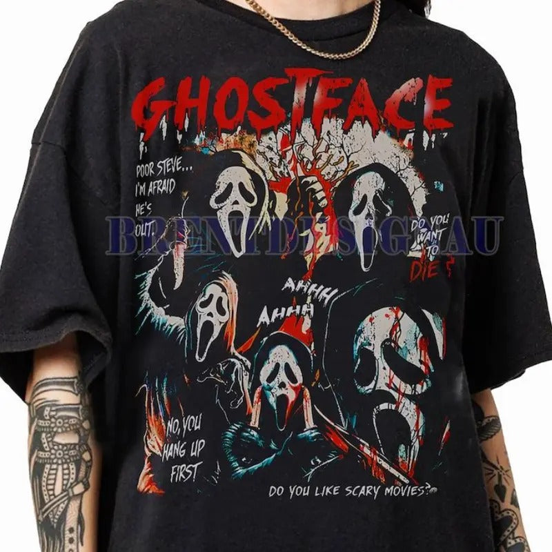 Ghostface Vintage 90s Scream Horror Movies Shirt Vintage Halloween Ghost Face Classic Retro Halloween Man Womenswear Top T-Shirts, Hoodie, Sweatshirt