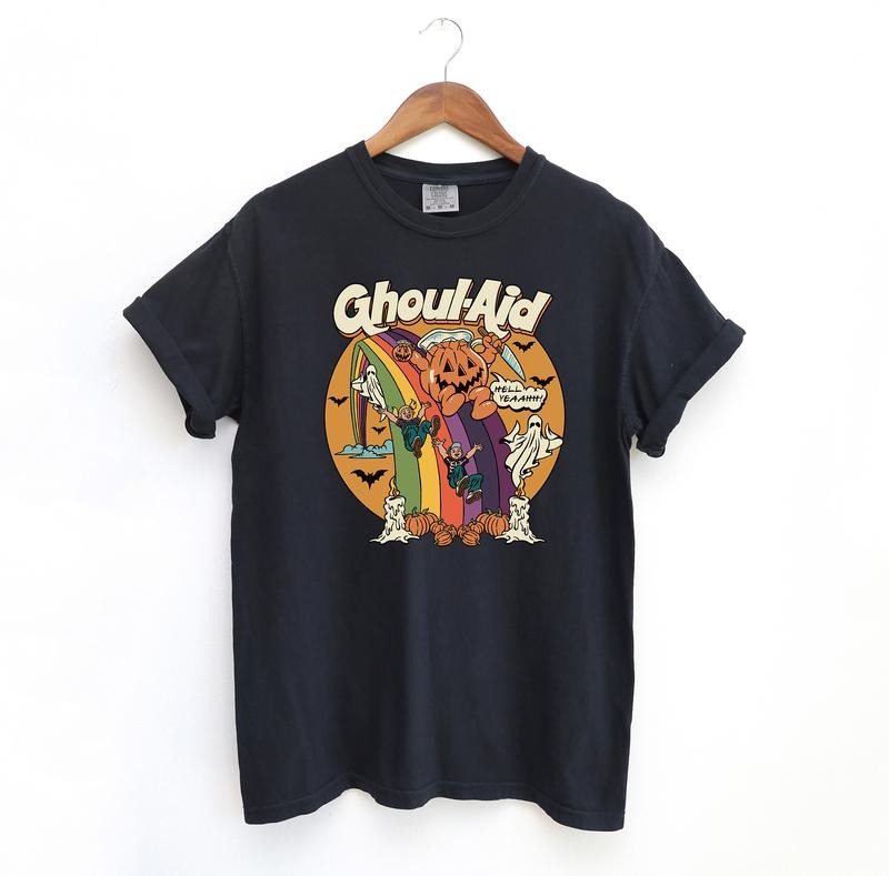Ghoul Aid Pumpkin Comfort Colors Shirt, Vintage Spooky Fall Graphic Tee, Halloween Tshirt Hoodie, Sweatshirt