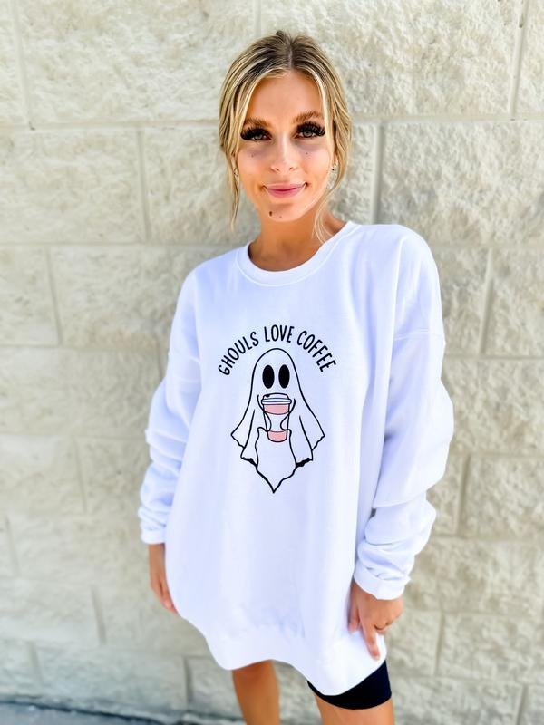Ghouls Love Coffee Graphic Sweatshirt T-Shirts, Hoodie | HypeDripTees.com
