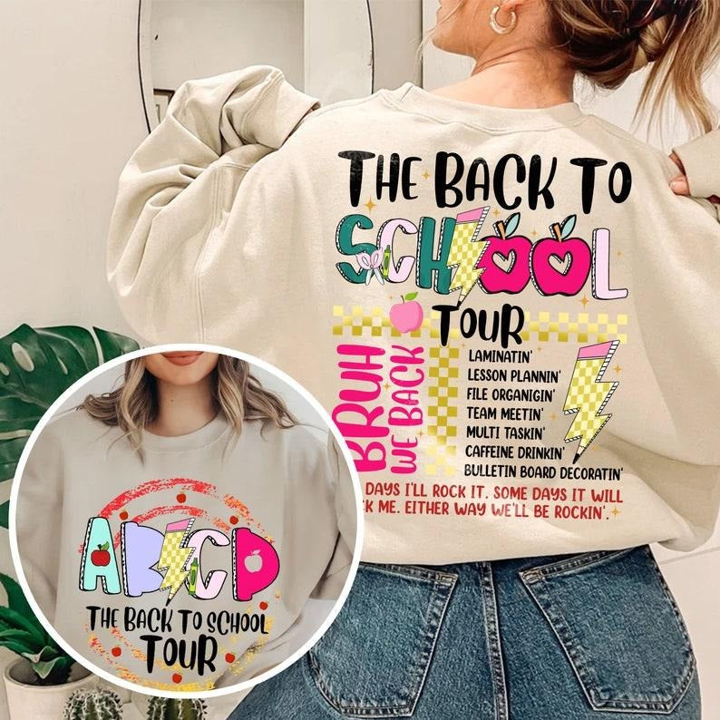 Gift For Teacher Retro The Back To School Tour T-Shirt, Teacher Gift, ABCD Teacher T-shirt, Kindergarten Teacher Shirts,...