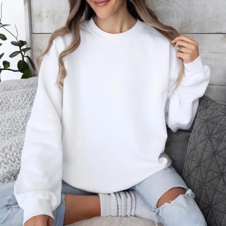 Gildan Build Your Own Casual Women's Sweatshirt on Live Style Loose-Fitting Crew Neck Long Sleeve Medium Length Soft...