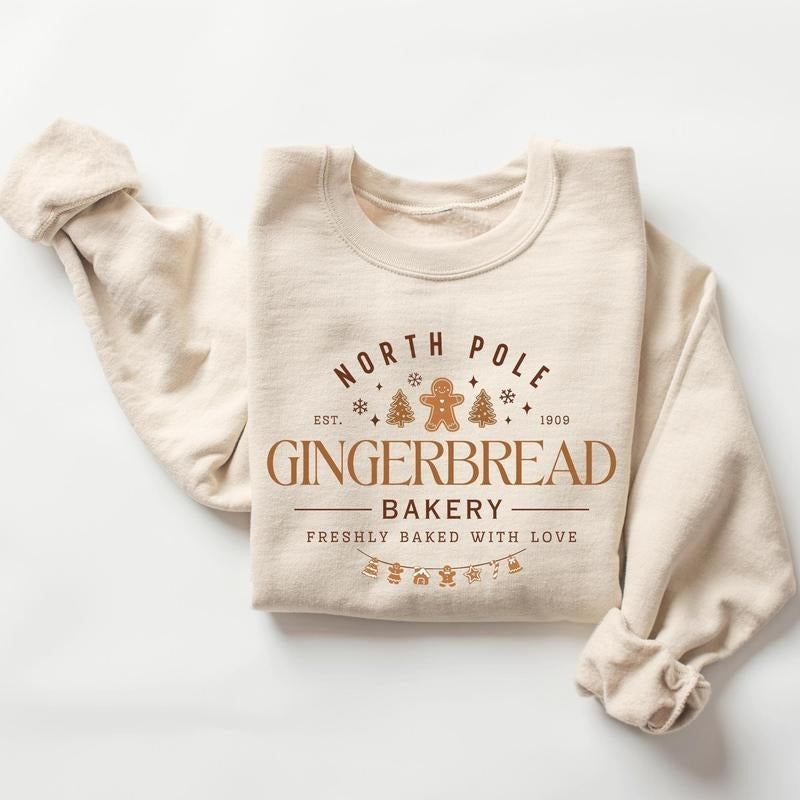 Gingerbread Bakery Sweatshirt, Gingerbread Sweatshirt, Trendy Christmas Cookie Crewneck, Womens Christmas Sweatshirt,...