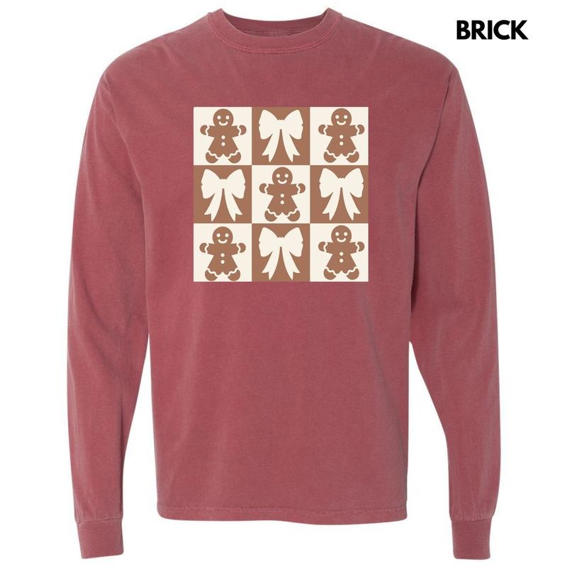 Gingerbread Checkerboard Long Sleeve Comfort Colors T-Shirt 'NLB' Hoodie, Sweatshirt | HypeDripTees.com
