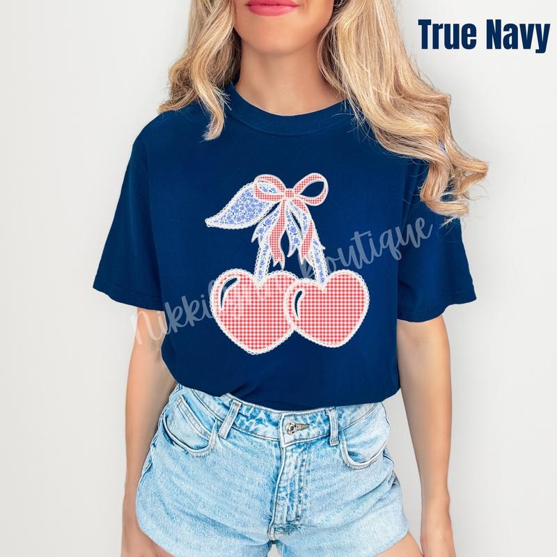 Gingham Heart Cherries Comfort Colors T-Shirt 'NLB' Hoodie, Sweatshirt | HypeDripTees.com