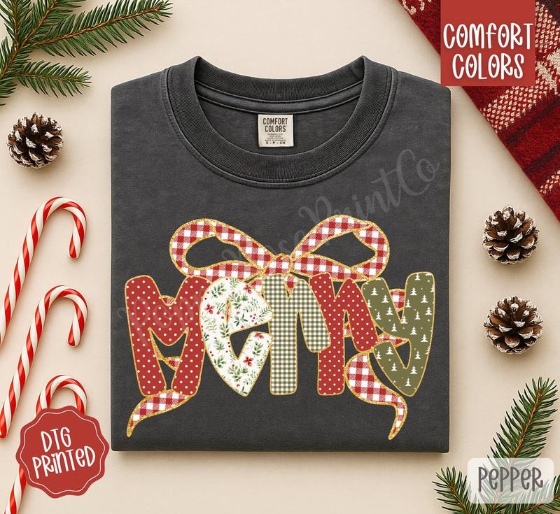 Gingham Merry Shirt Comfort Colors, Trendy Women's Christmas Tshirt Hoodie, Sweatshirt | HypeDripTees.com