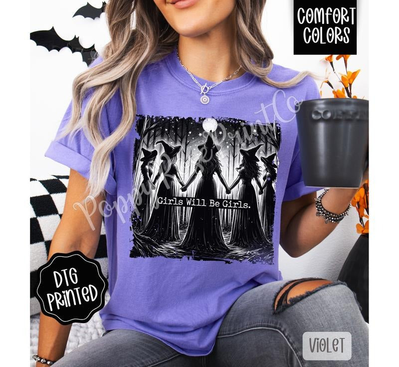 Girls Will Be Girls Shirt Comfort Colors, Trendy Halloween Tshirt Hoodie, Sweatshirt | HypeDripTees.com