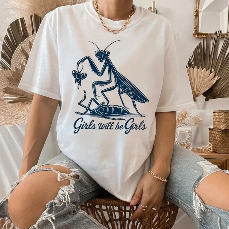 Girls Will Be Girls Tshirt, Praying Mantis Tee, Insect Lover, Funny Insect Shirt, Bug Lover Gift, Unisex Short Sleeve...