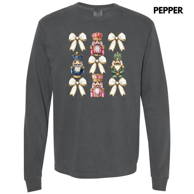 Glam Nutcracker Bow Collage Long Sleeve Comfort Colors T-Shirt 'NLB' Hoodie, Sweatshirt | HypeDripTees.com
