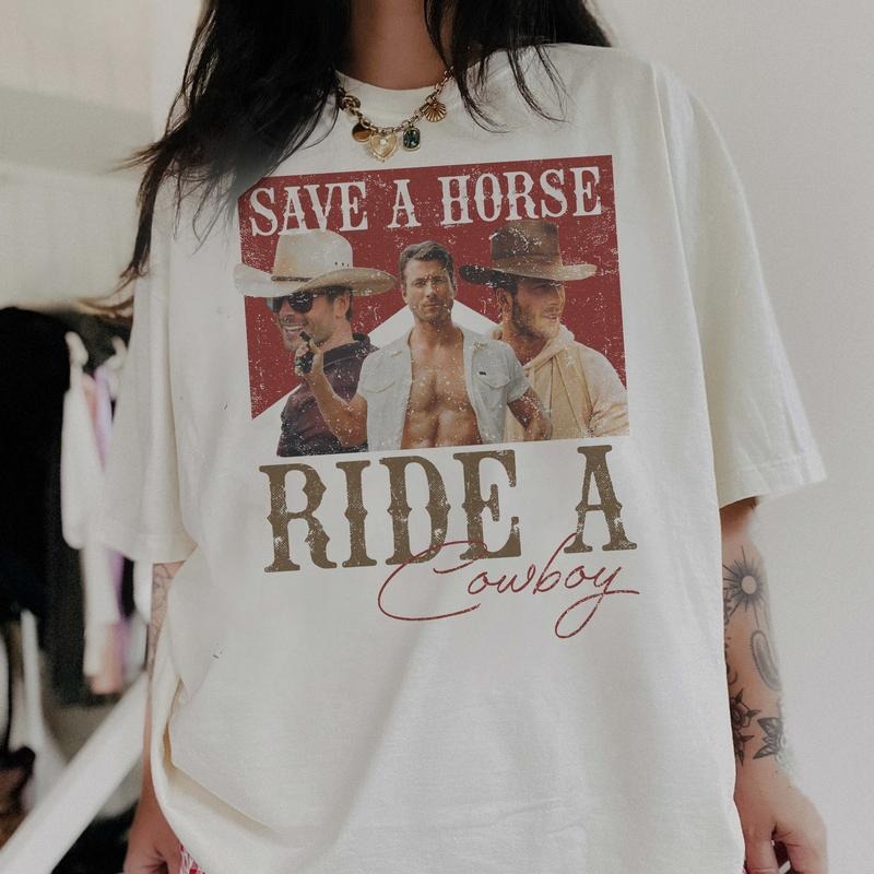 Glen Powell Save A Horse, Ride A Cowboy Gildan & Comfort Colors T-shirt, Sweatshirt, Hoodie