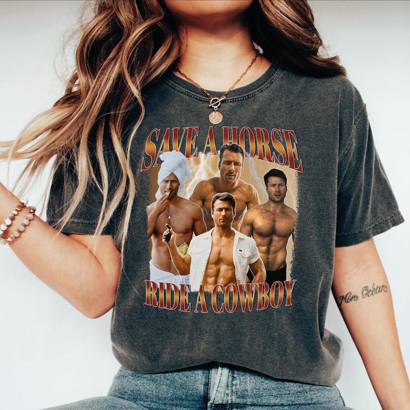 Glen Powell Save A Horse, Ride A Cowboy Shirt, Sweatshirt, Hoodie For Womens Tops Womenswear | HypeDripTees.com