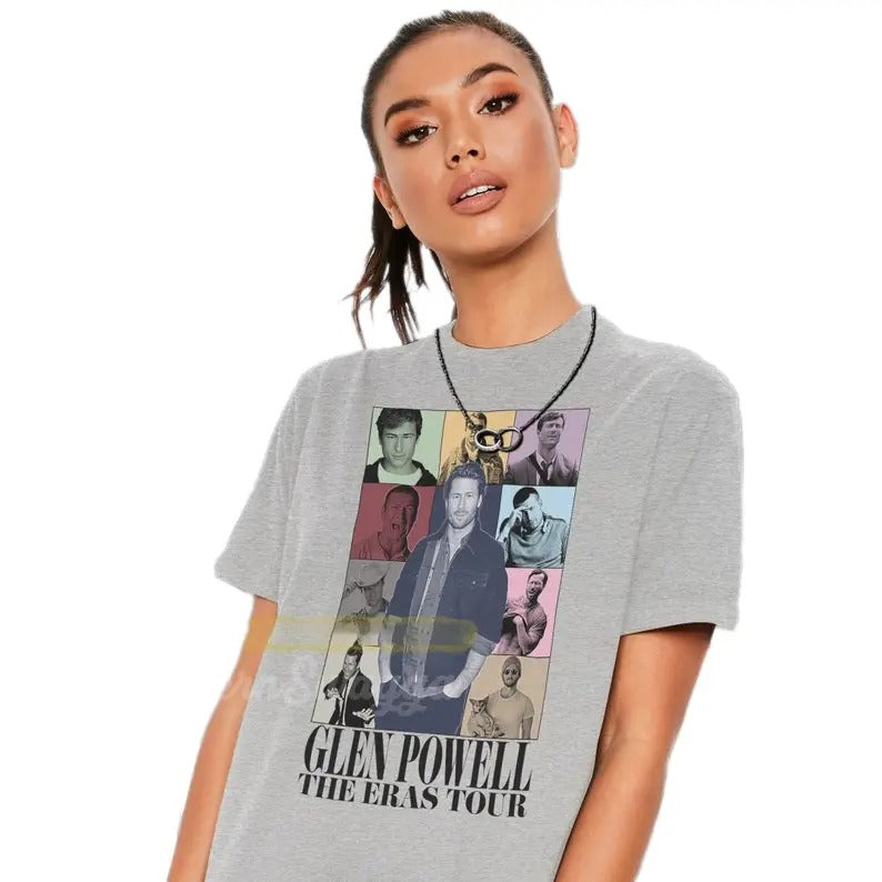 Glen powell tour shirt cool fan art t-shirt Casual Cotton Hoodie, Sweatshirt | HypeDripTees.com