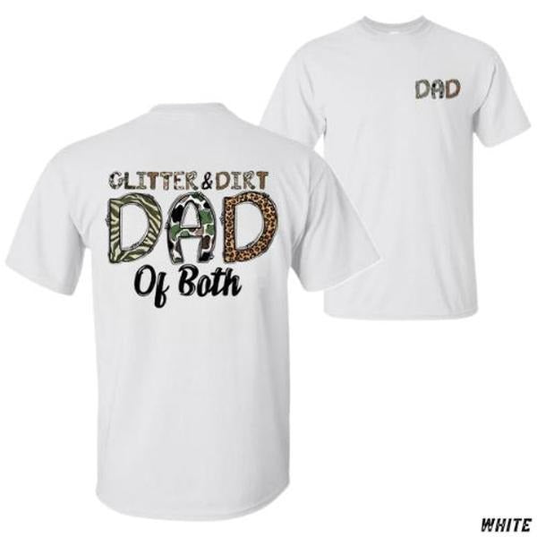 Glitter & Dirt Dad T-Shirt - Camo Leopard Print Graphic - Unisex Relaxed Fit - Ideal Father's Day Gift