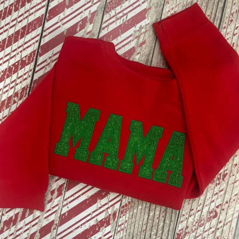Glitter Christmas Mama Sweatshirt T-Shirts, Hoodie | HypeDripTees.com