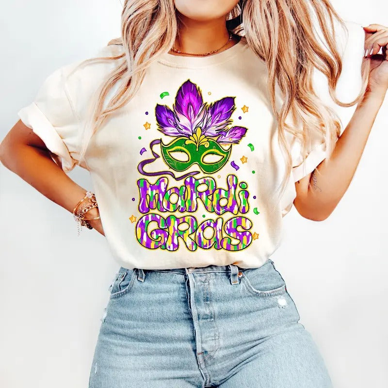 Glitter Mardi Gras Shirt, Fleur De Lis Shirt, Mardi Beads Louisiana Festival Sweatshirt Hoodie | HypeDripTees.com