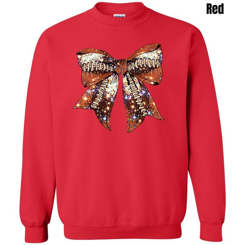 Glittery Football Bow Sweatshirt 'NLB' T-Shirts, Hoodie | HypeDripTees.com