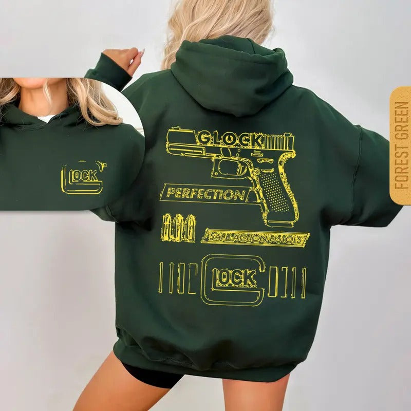 Glock double-sided printed T-shirt Sweatshirt Hoodie, Full Color Design, Glock shirt, Classic and classic width for men...