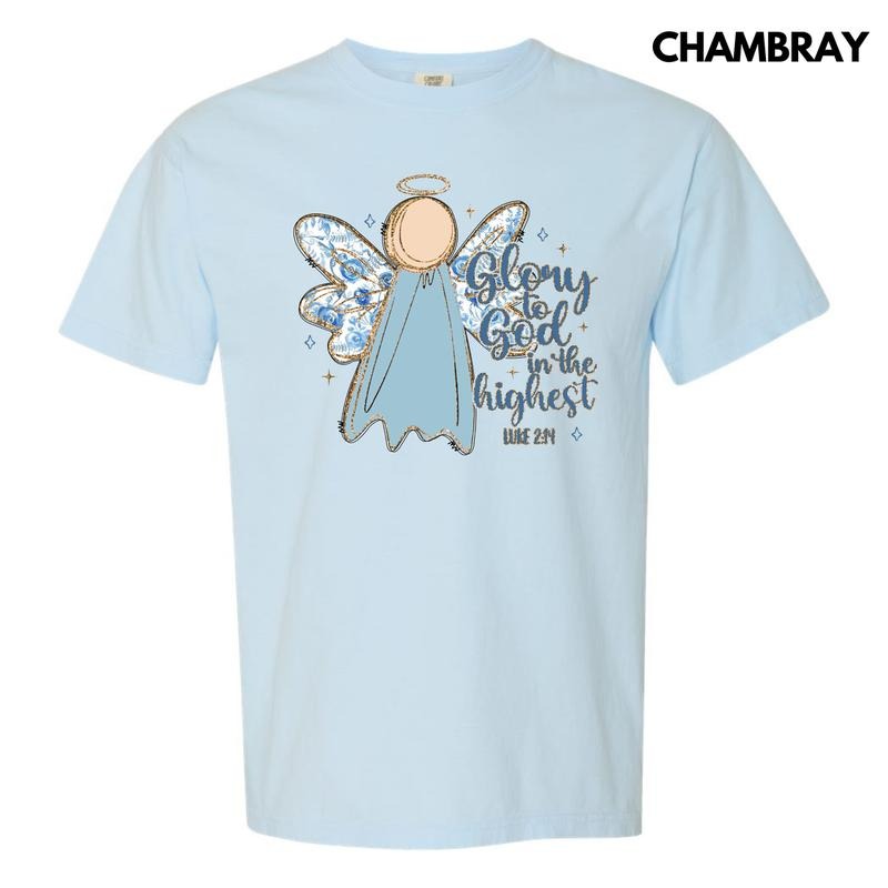 Glory Blue Floral Angel Comfort Colors T-Shirt 'NLB Hoodie, Sweatshirt | HypeDripTees.com