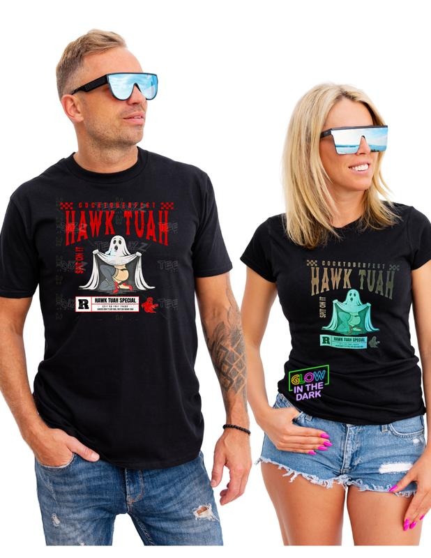 Glow Halloween Hauk Tuah: Glow in the Dark Unisex graphic T-shirt Hoodie, Sweatshirt | HypeDripTees.com